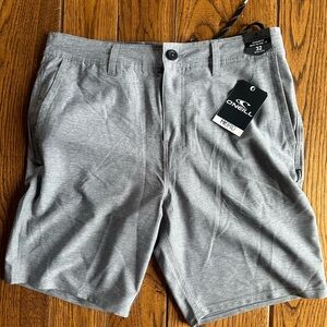 NEW with Tags O'Neill Hybrid Gray Shorts with Button, Zipper & Drawstring